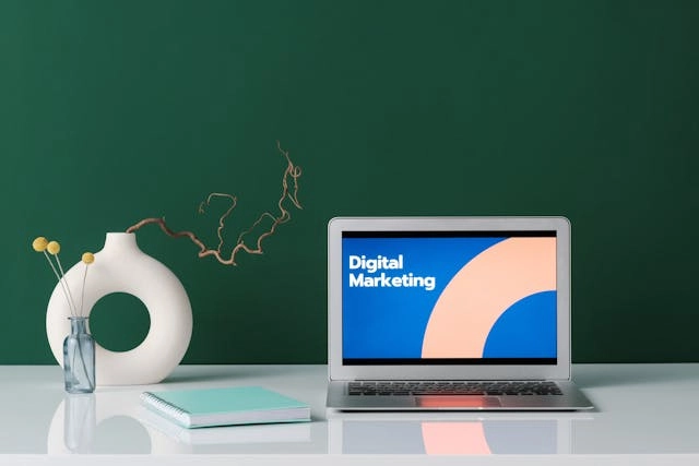 A Laptop Digital Marketing shown On The Screen